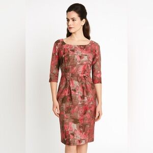 vintage 60s KA MAR dress shift sheath silk geometric knee length half sleeve S